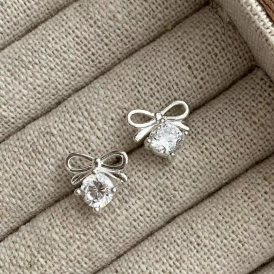 Bowknot Stud Earrings Silver / One Size Apparel and Accessories