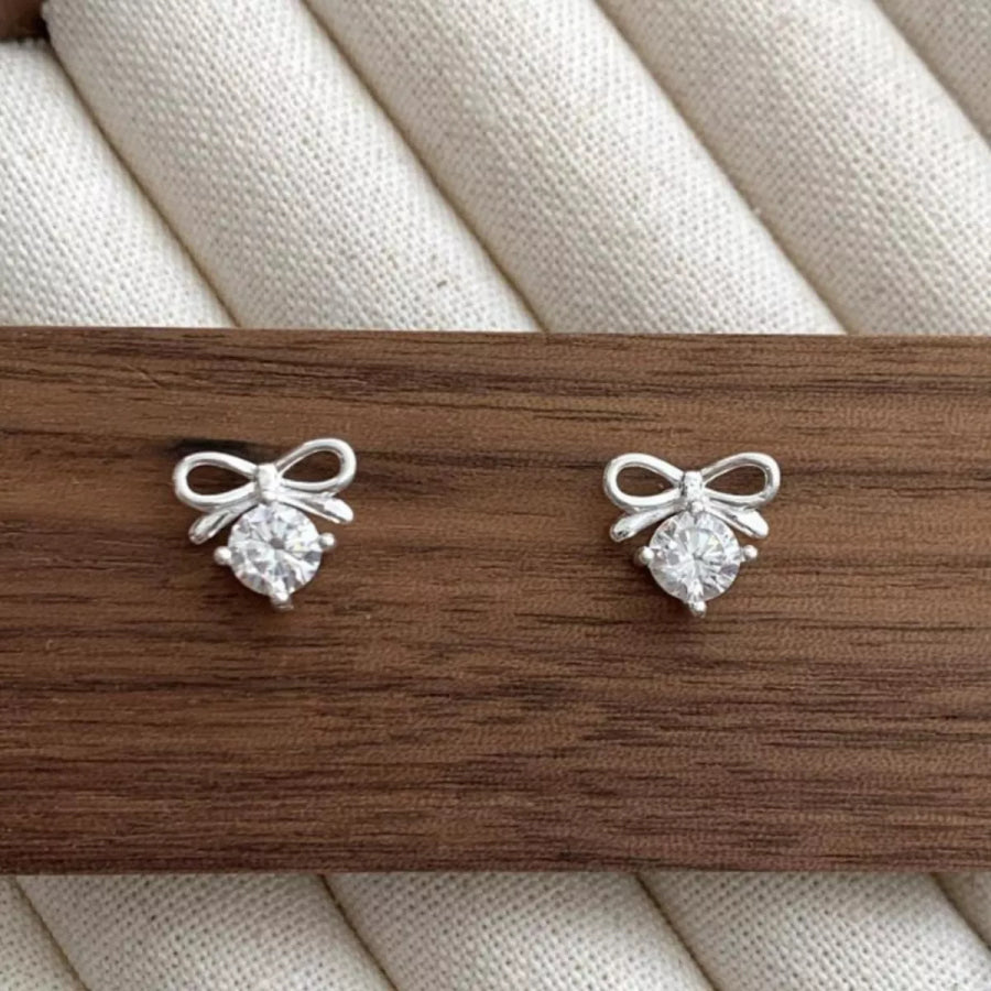 Bowknot Stud Earrings Silver / One Size Apparel and Accessories