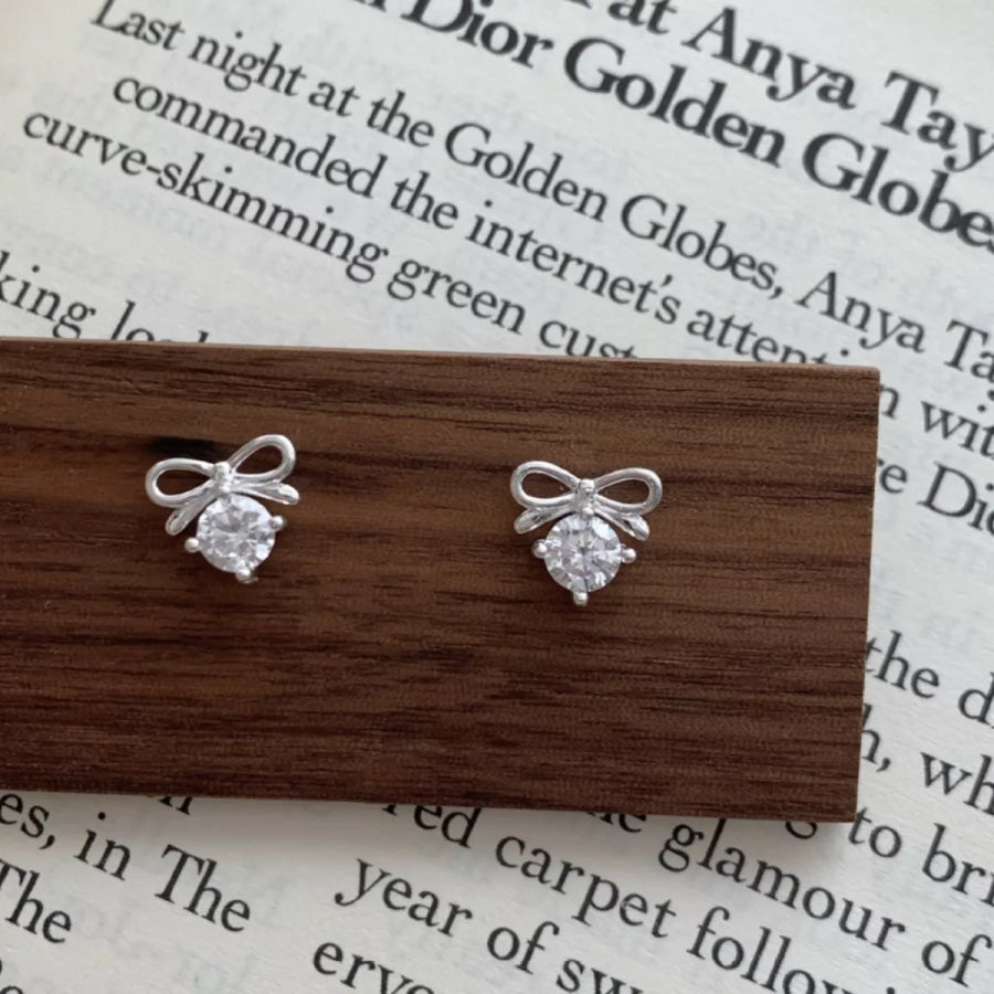 Bowknot Stud Earrings Silver / One Size Apparel and Accessories
