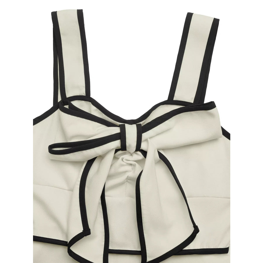 Bowknot Trim A-Line Midi Dress Apparel and Accessories