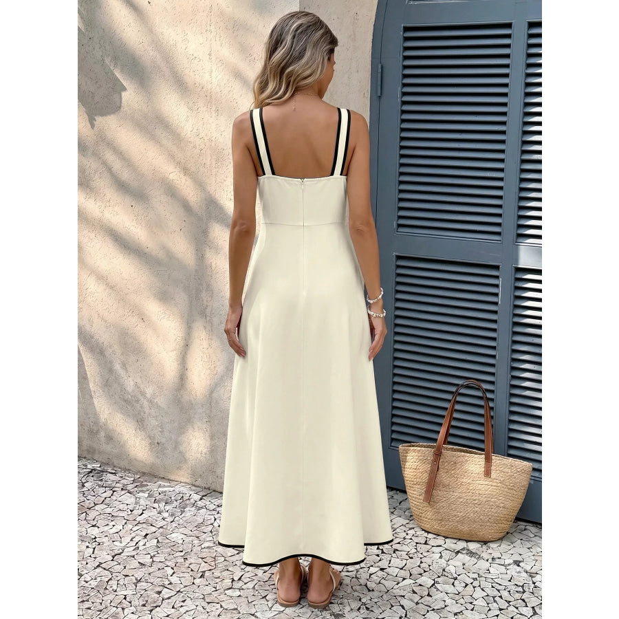 Bowknot Trim A-Line Midi Dress Apparel and Accessories