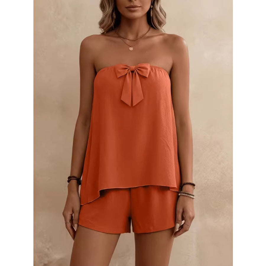 Bowknot Tube Top & Shorts Set Orange / S Apparel and Accessories