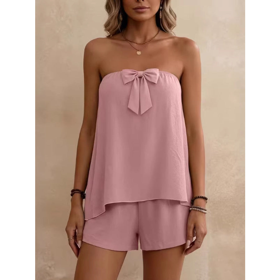 Bowknot Tube Top & Shorts Set Pink / S Apparel and Accessories