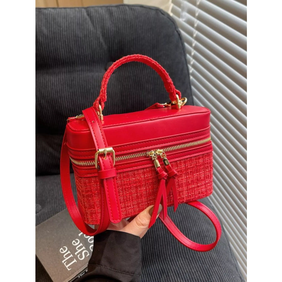 Boxy Top Handle Crossbody Bag Red / ONESIZE Apparel and Accessories