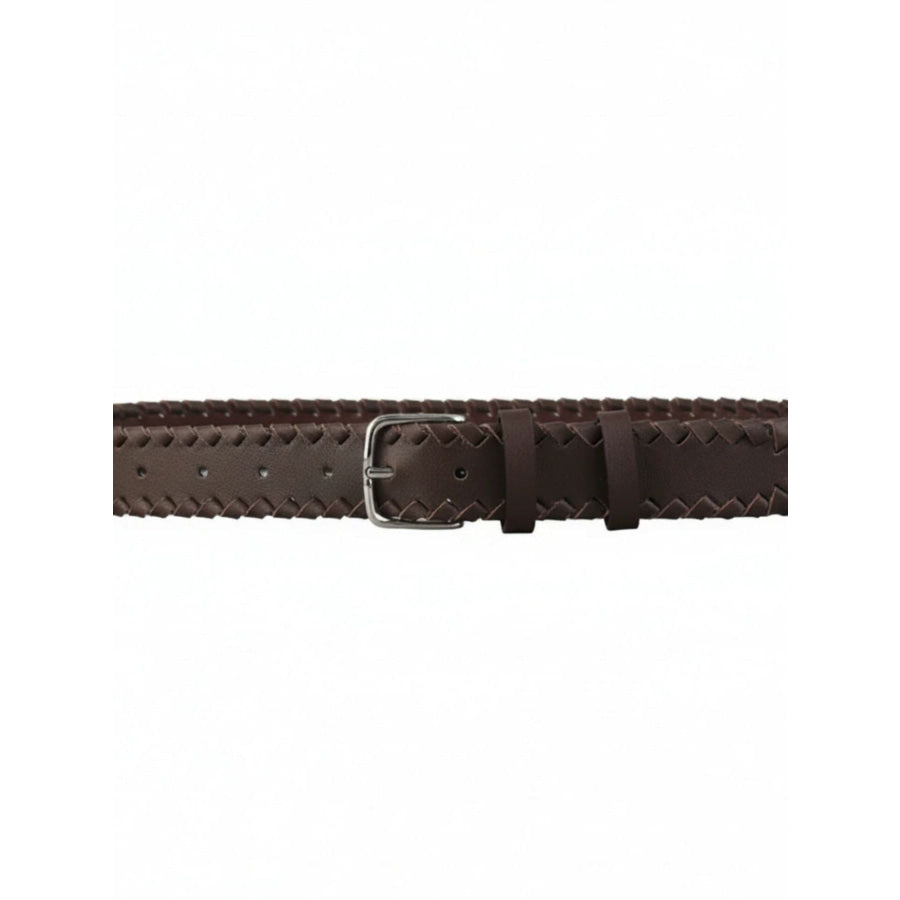 Braided Skinny Belt Coffee Brown / One Size Apparel and Accessories