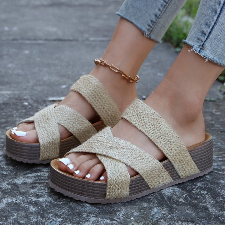 Braided Strap Platform Sandals Apparel and Accessories