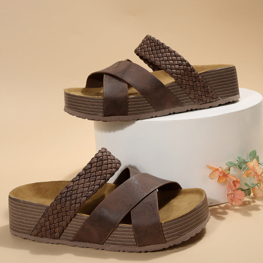 Braided Strap Platform Sandals Apparel and Accessories