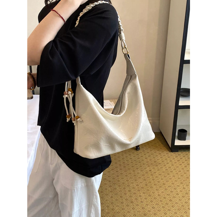 Braided Strap Shoulder Bag Off-white / onesize Apparel and Accessories