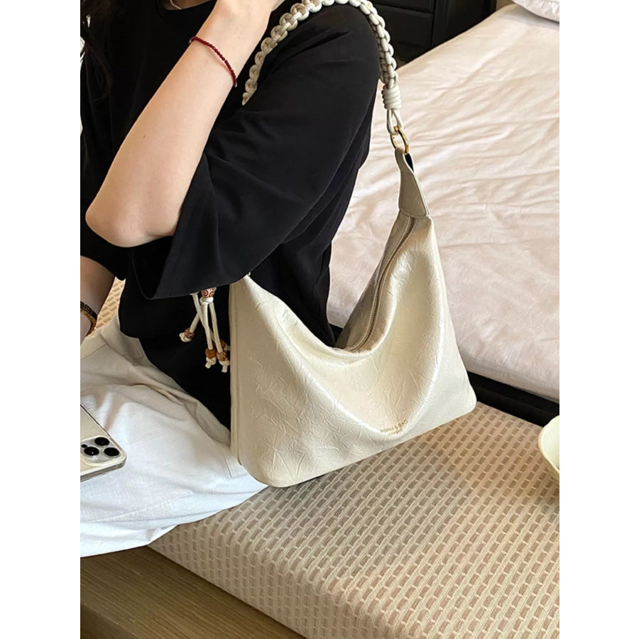 Braided Strap Shoulder Bag Off-white / onesize Apparel and Accessories