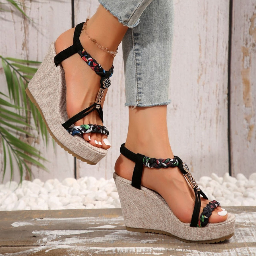 Braided Strap Wedge Sandals Apparel and Accessories