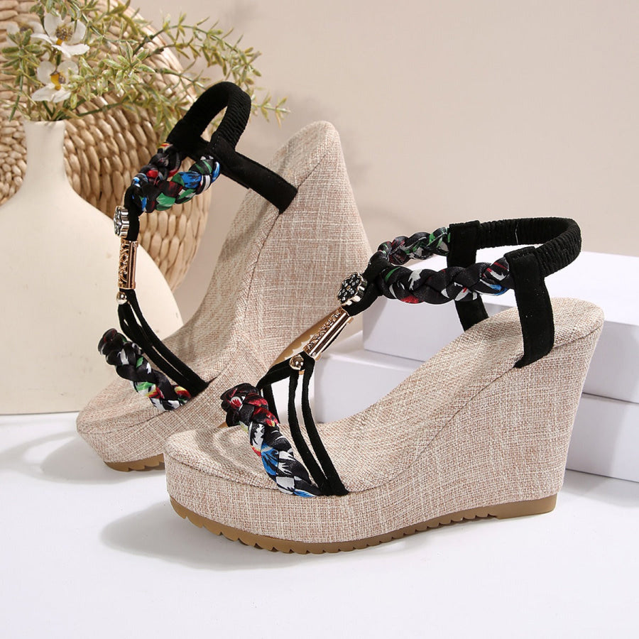 Braided Strap Wedge Sandals Apparel and Accessories