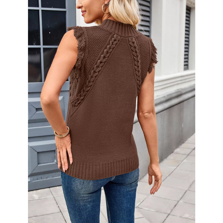 Braided Trim Fringe Sweater Top Apparel and Accessories