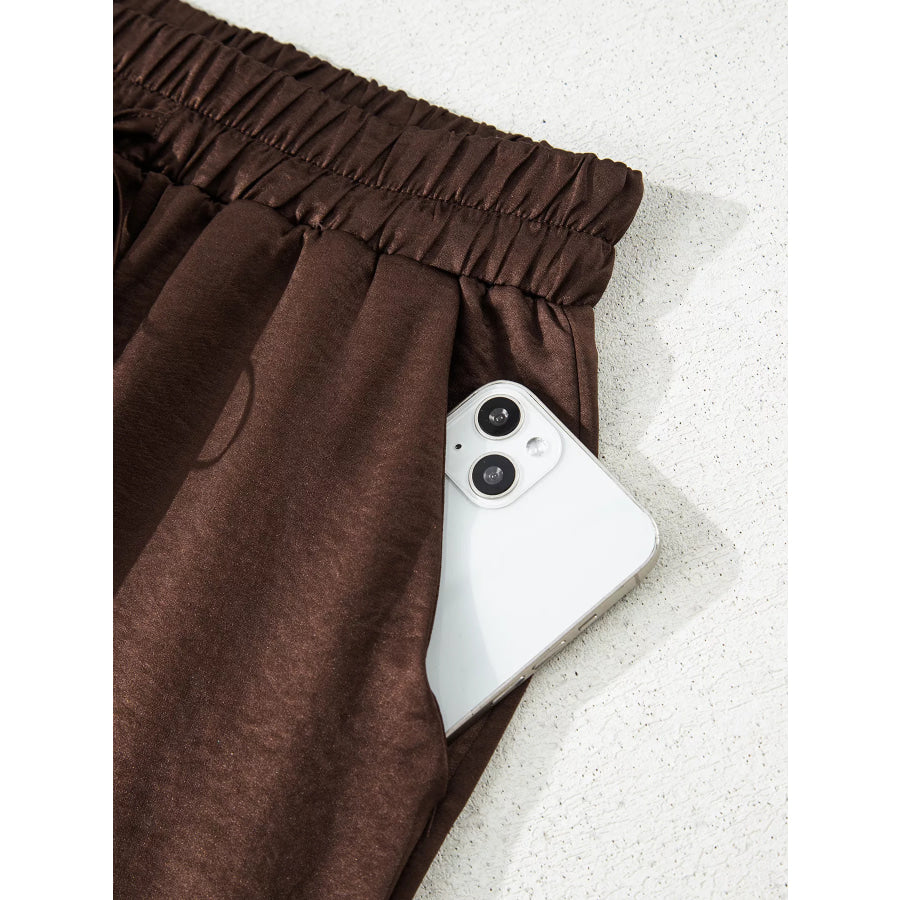Braided V Neck Long Sleeve Loose Top and Drawstring High Waist Pants 2pcs Outfit Apparel and Accessories