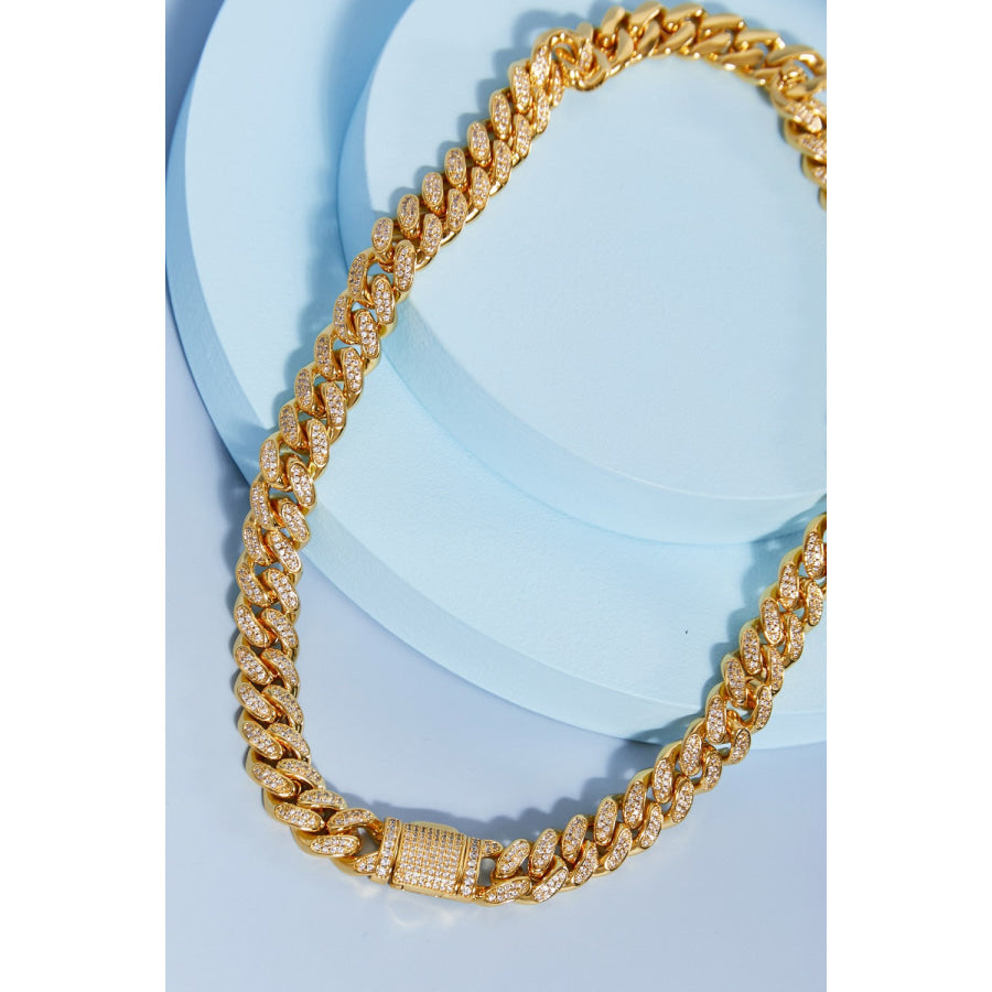 Brass Curb Chain Necklace Gold / One Size Apparel and Accessories