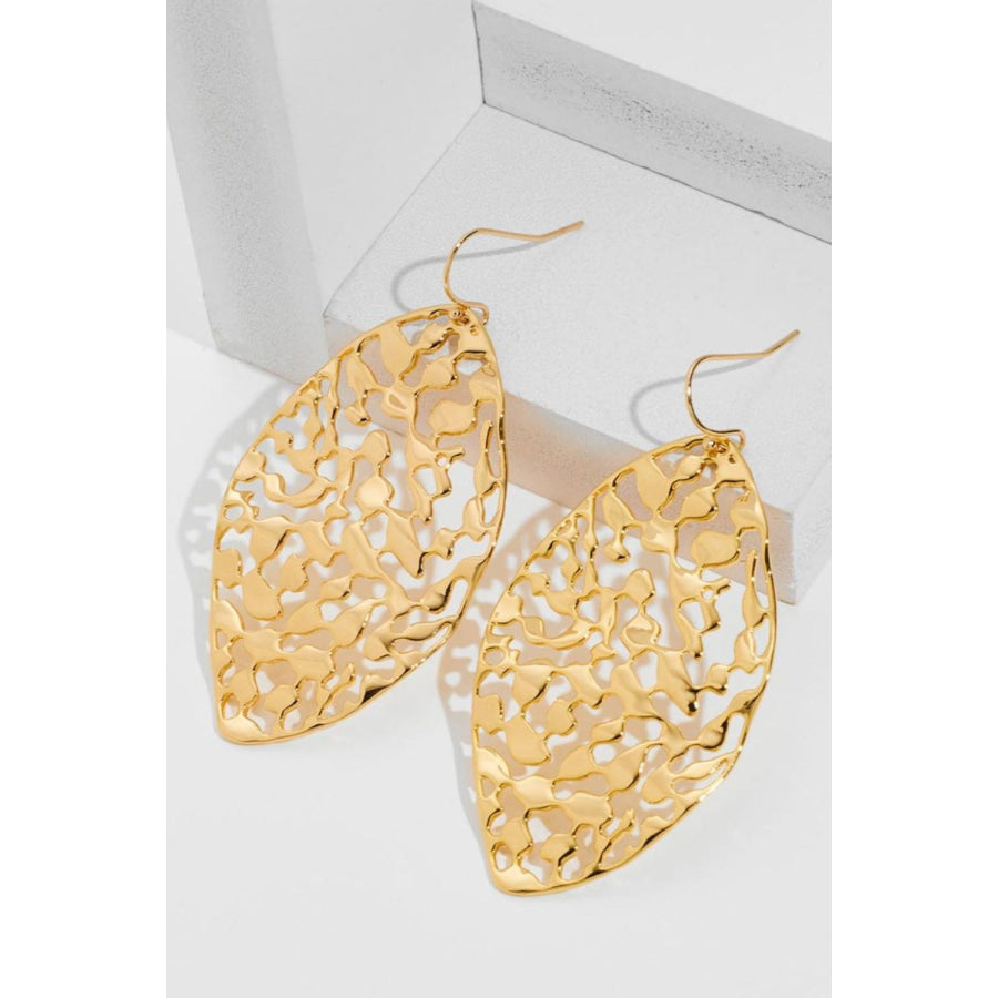 Brass Cutout Leaf Shape Earrings Gold / One Size Apparel and Accessories