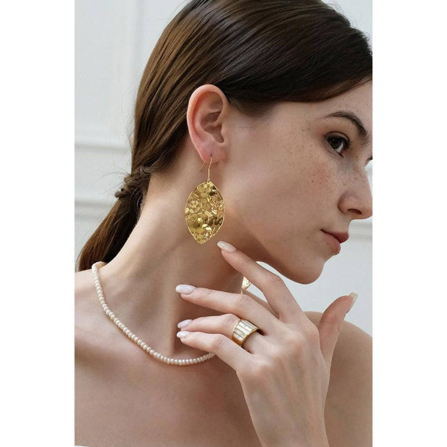 Brass Cutout Leaf Shape Earrings Gold / One Size Apparel and Accessories