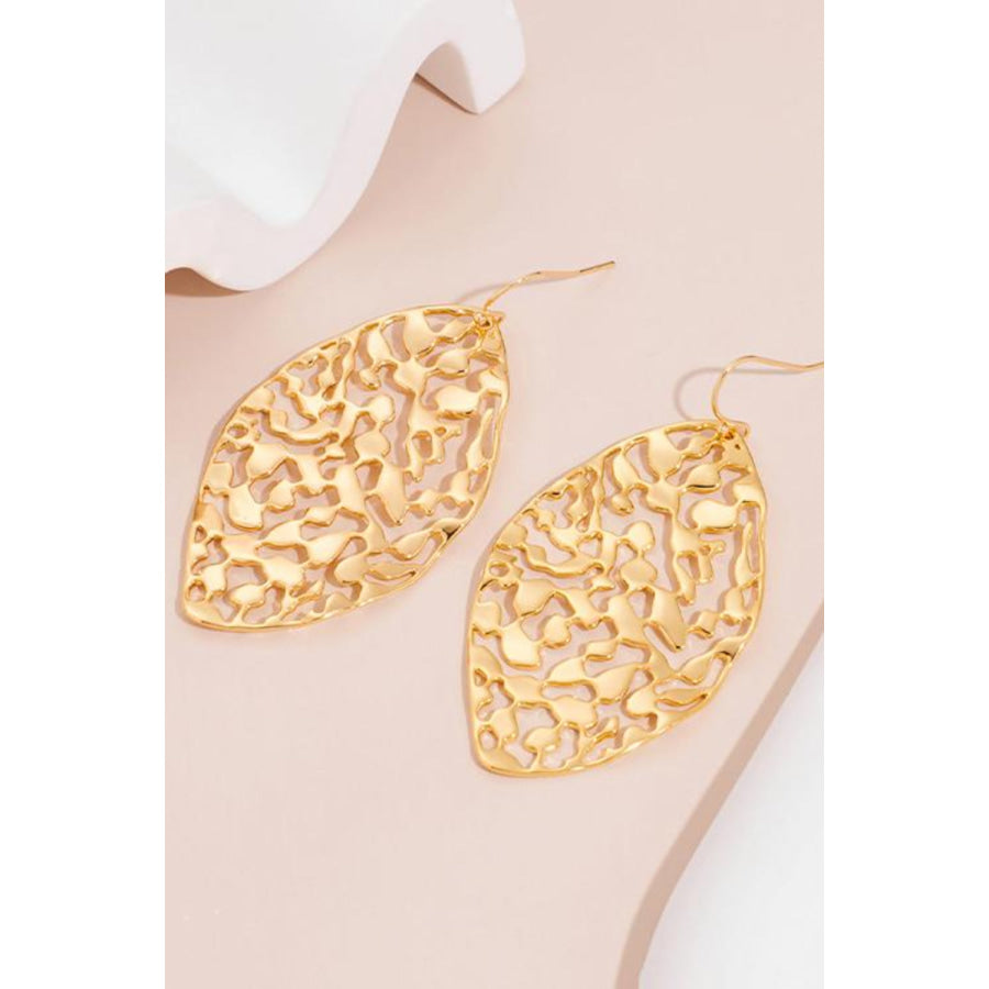 Brass Cutout Leaf Shape Earrings Gold / One Size Apparel and Accessories