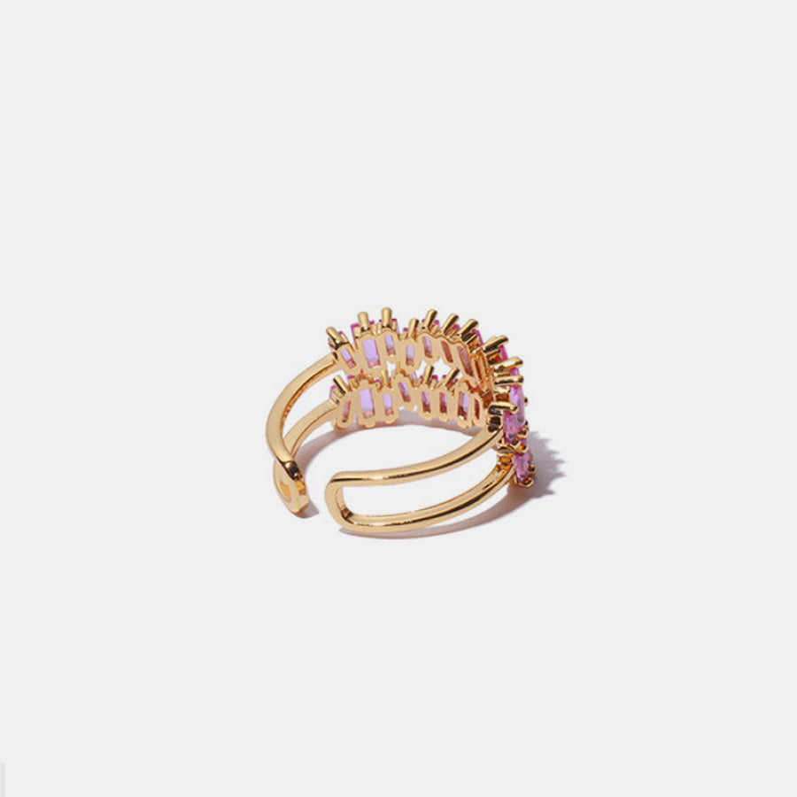 Brass Zircon Double-Layered Open Ring Gold / 7 Apparel and Accessories