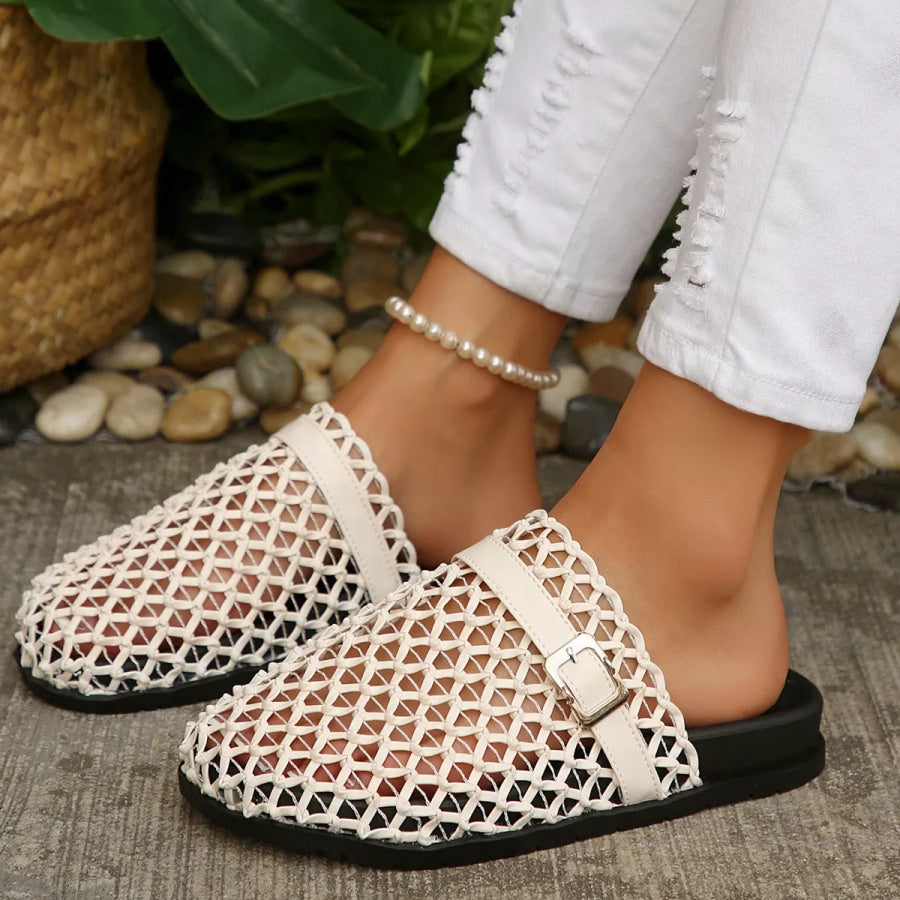 Breathable Buckle Decor Sandals Beige / 36 Apparel and Accessories