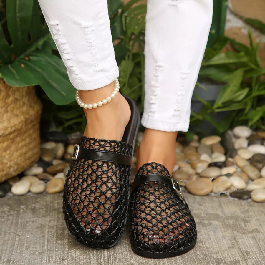 Breathable Buckle Decor Sandals Black / 36 Apparel and Accessories