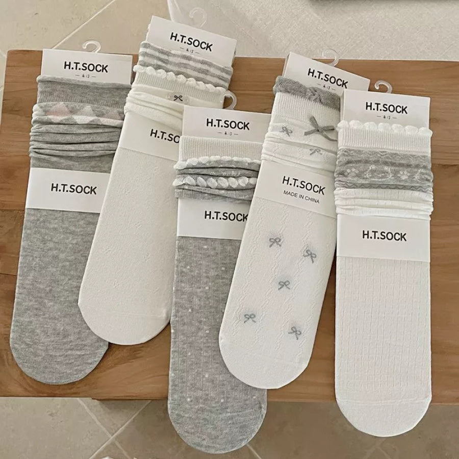 Breathable Cotton Casual Crew Socks Set Multicolor / One Size Apparel and Accessories