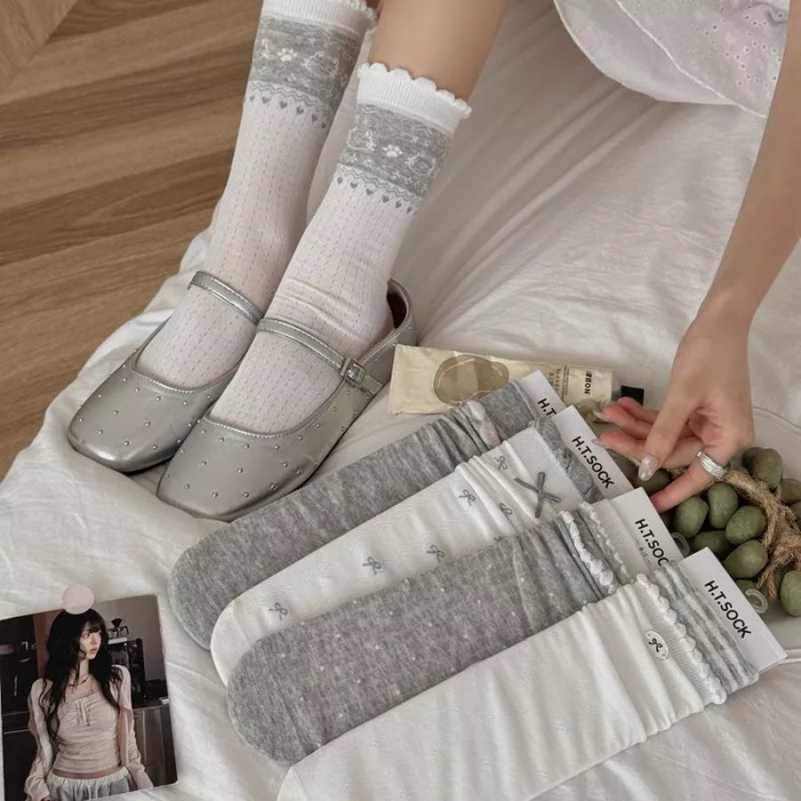 Breathable Cotton Casual Crew Socks Set Multicolor / One Size Apparel and Accessories
