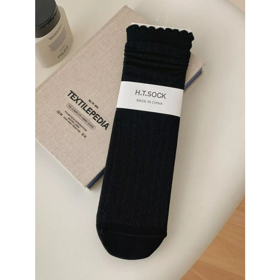 Breathable Crew Socks Black / One Size Apparel and Accessories