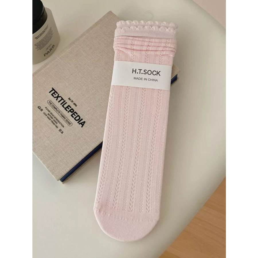 Breathable Crew Socks Pink / One Size Apparel and Accessories