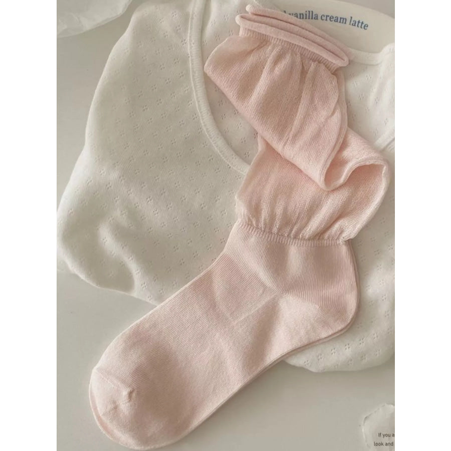 Breathable Crew Socks Pink / One Size Apparel and Accessories