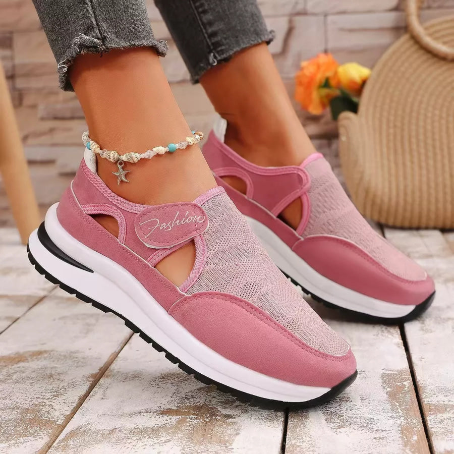 Breathable Cutout Slip-Ons Pink / 36 Apparel and Accessories