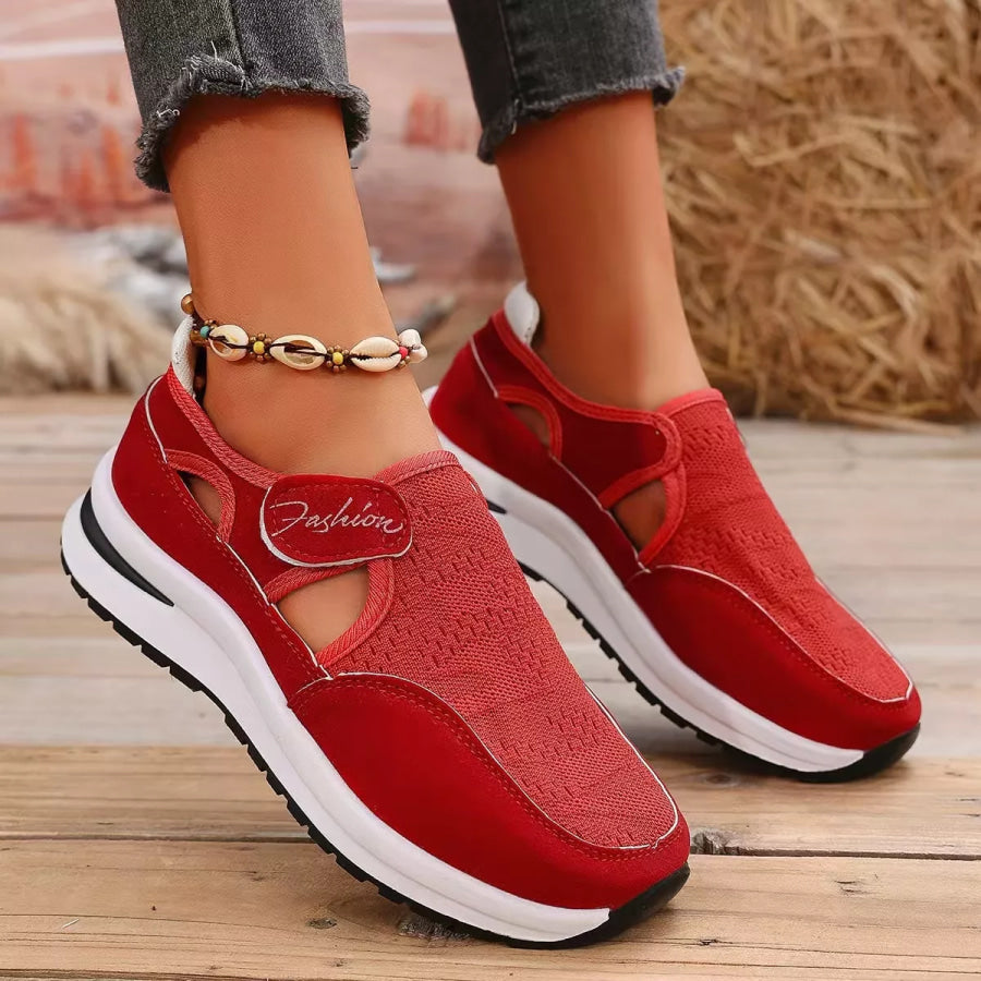 Breathable Cutout Slip-Ons Red / 36 Apparel and Accessories