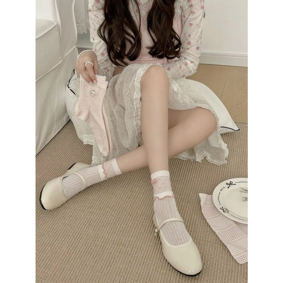 Breathable Knit Crew Socks Ivory / One Size Apparel and Accessories