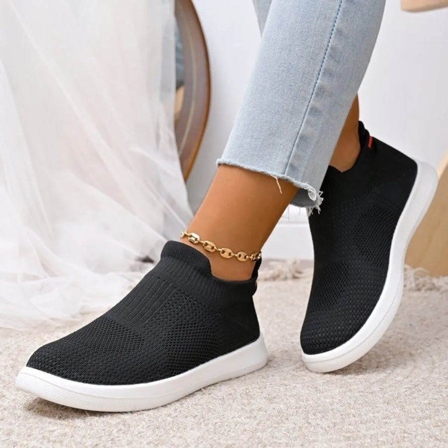 Breathable Knit Slip-Ons Off-white / 36 Apparel and Accessories