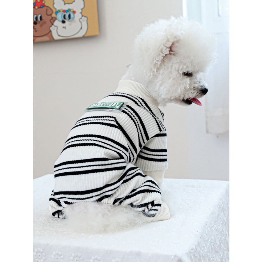Breathable Knitted Pet Jumpsuits Black/White Stripe / XS Apparel and Accessories
