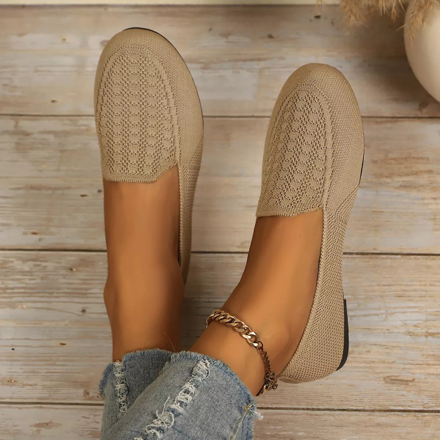 Breathable Knitted Slip-Ons Beige / 36 Apparel and Accessories
