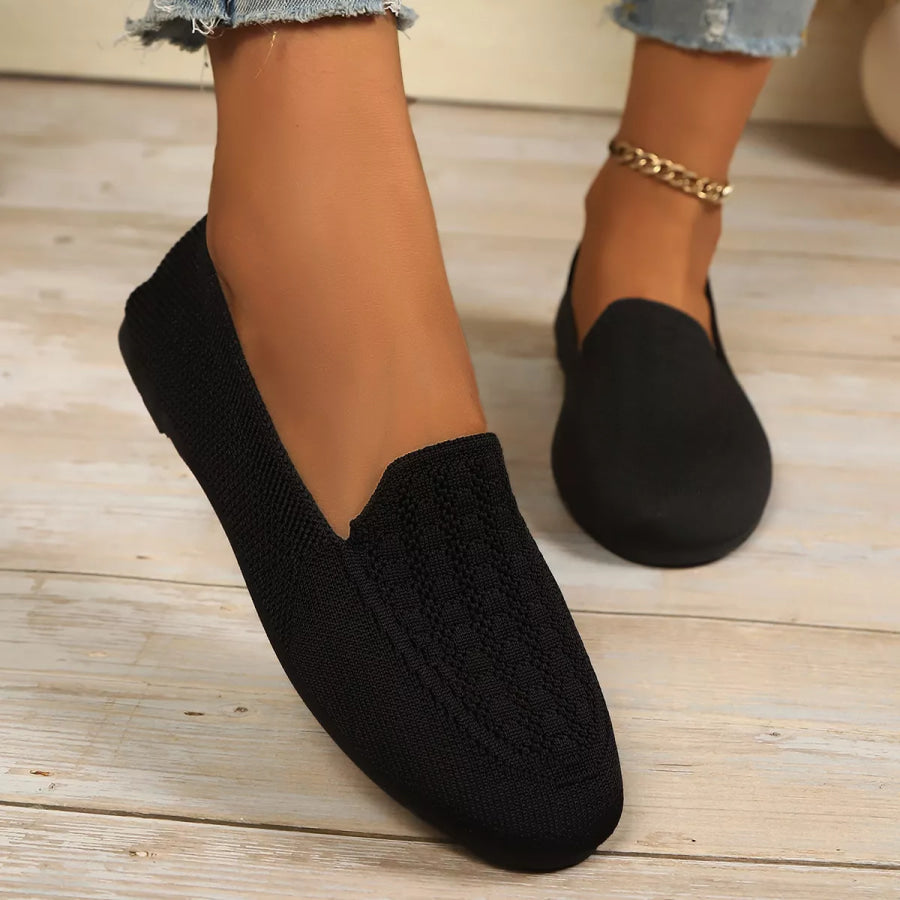 Breathable Knitted Slip-Ons Black / 36 Apparel and Accessories