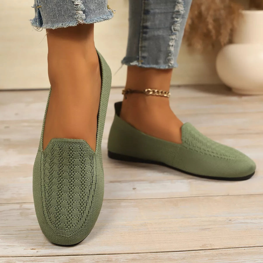 Breathable Knitted Slip-Ons Green / 36 Apparel and Accessories