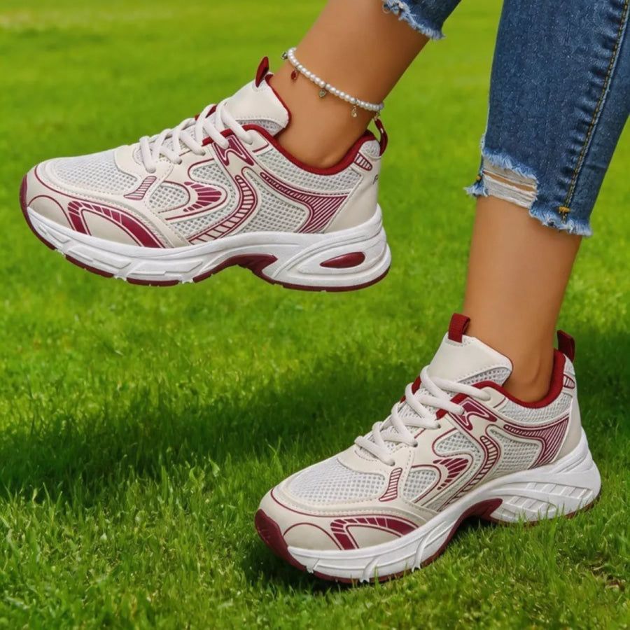Breathable Lace Up Athletic Red / 36 Apparel and Accessories