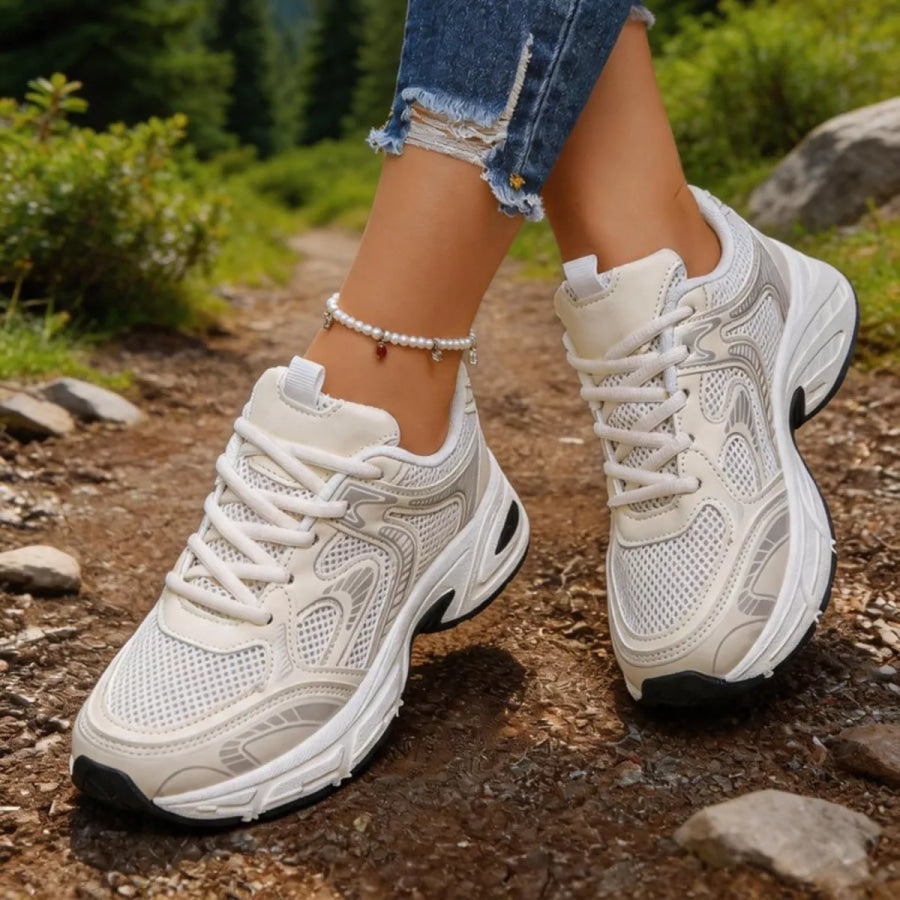 Breathable Lace Up Athletic White / 36 Apparel and Accessories