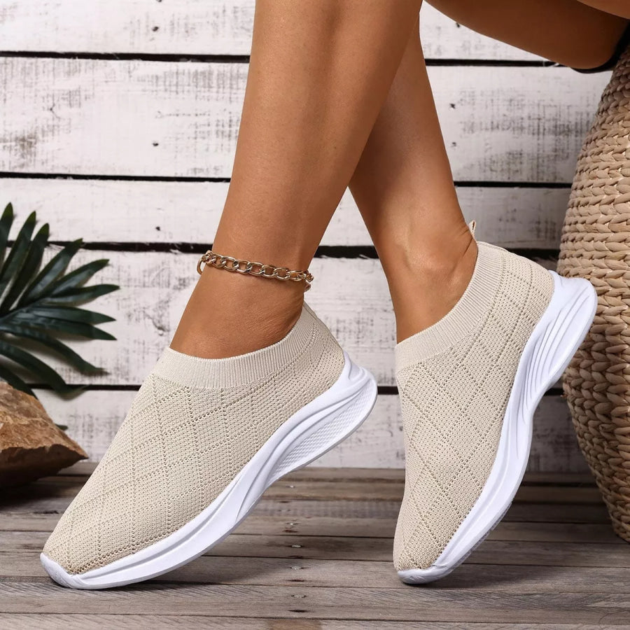 Breathable Mesh Round Toe Shoes Beige / 36 Apparel and Accessories
