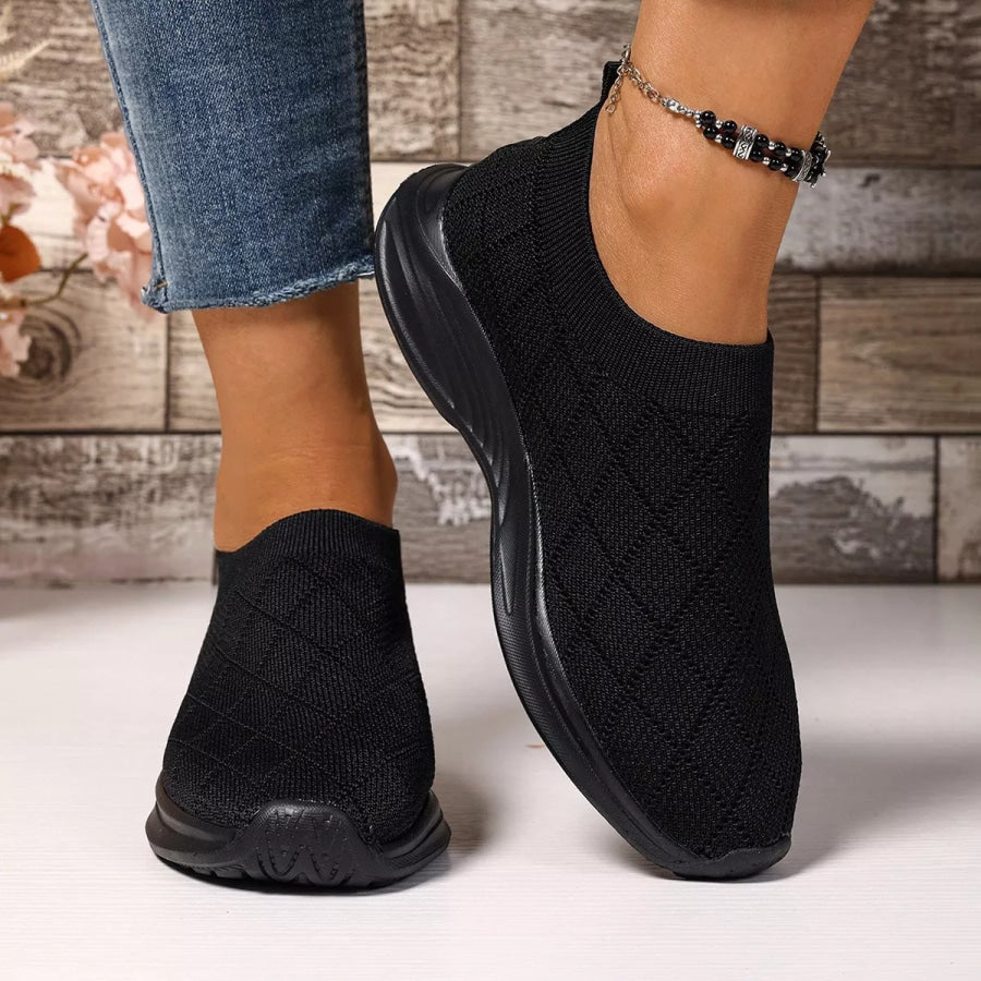 Breathable Mesh Round Toe Shoes Black / 36 Apparel and Accessories