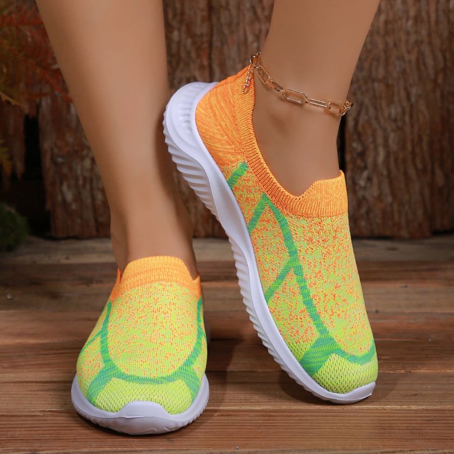 Breathable Mesh Round Toe Sneakers Yellow / 36(US5) Apparel and Accessories