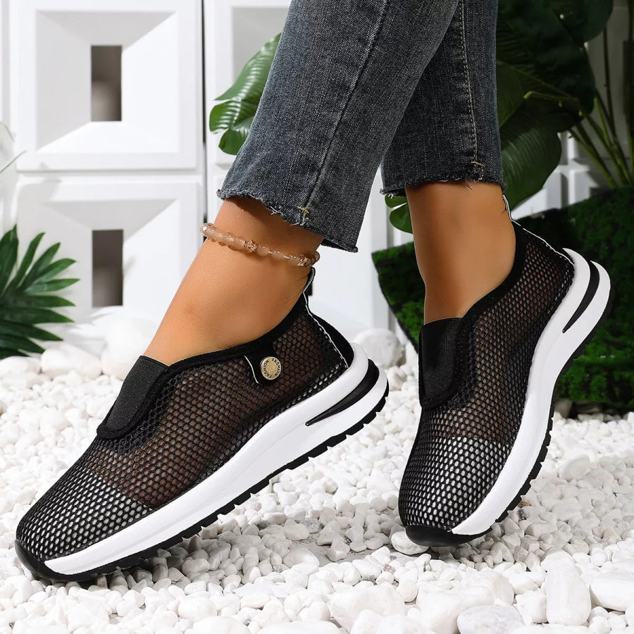 Breathable Mesh Slip-Ons Black / 36 Apparel and Accessories