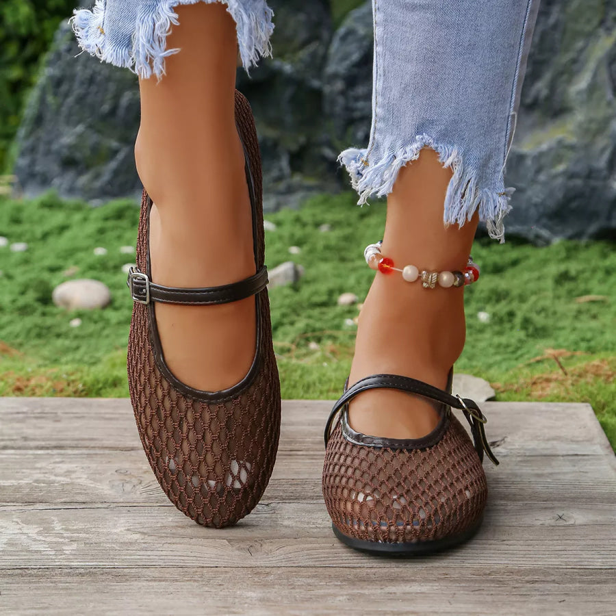 Breathable Mesh Slip-Ons Brown / 35 Apparel and Accessories