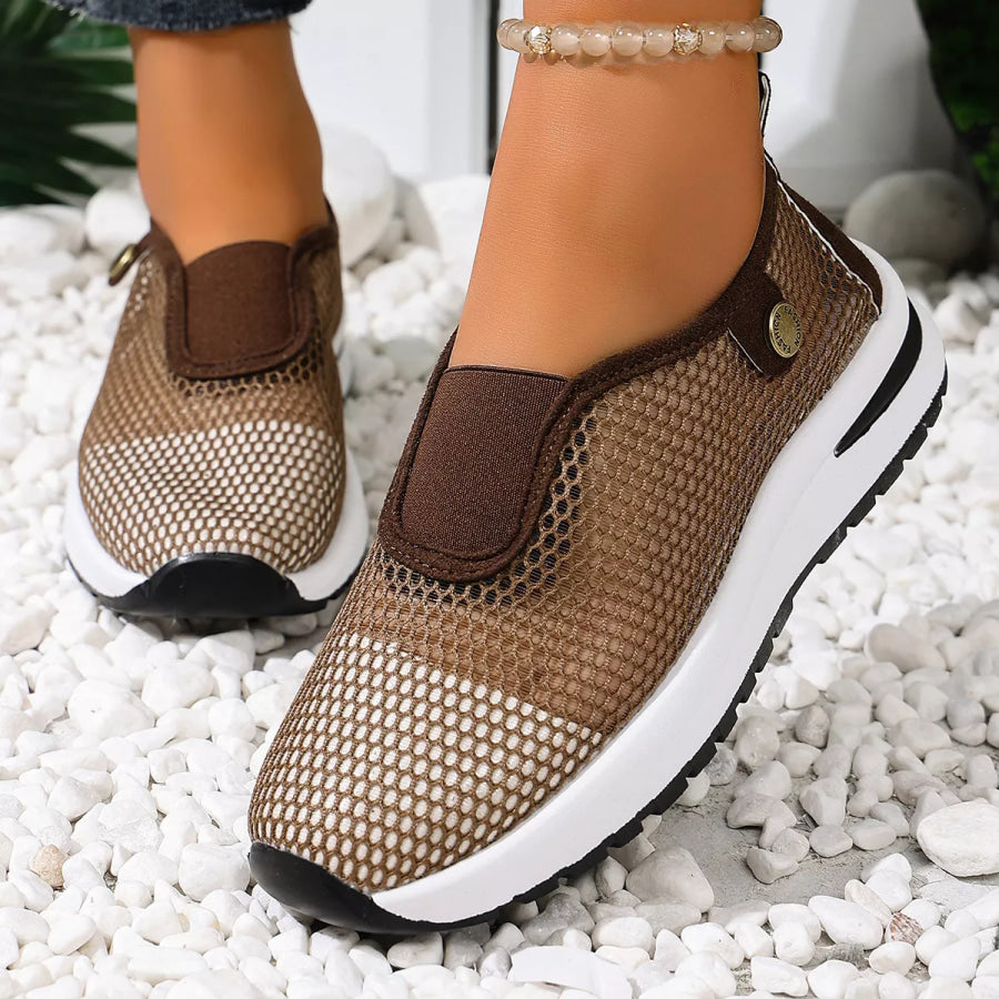 Breathable Mesh Slip-Ons Dark Brown / 36 Apparel and Accessories