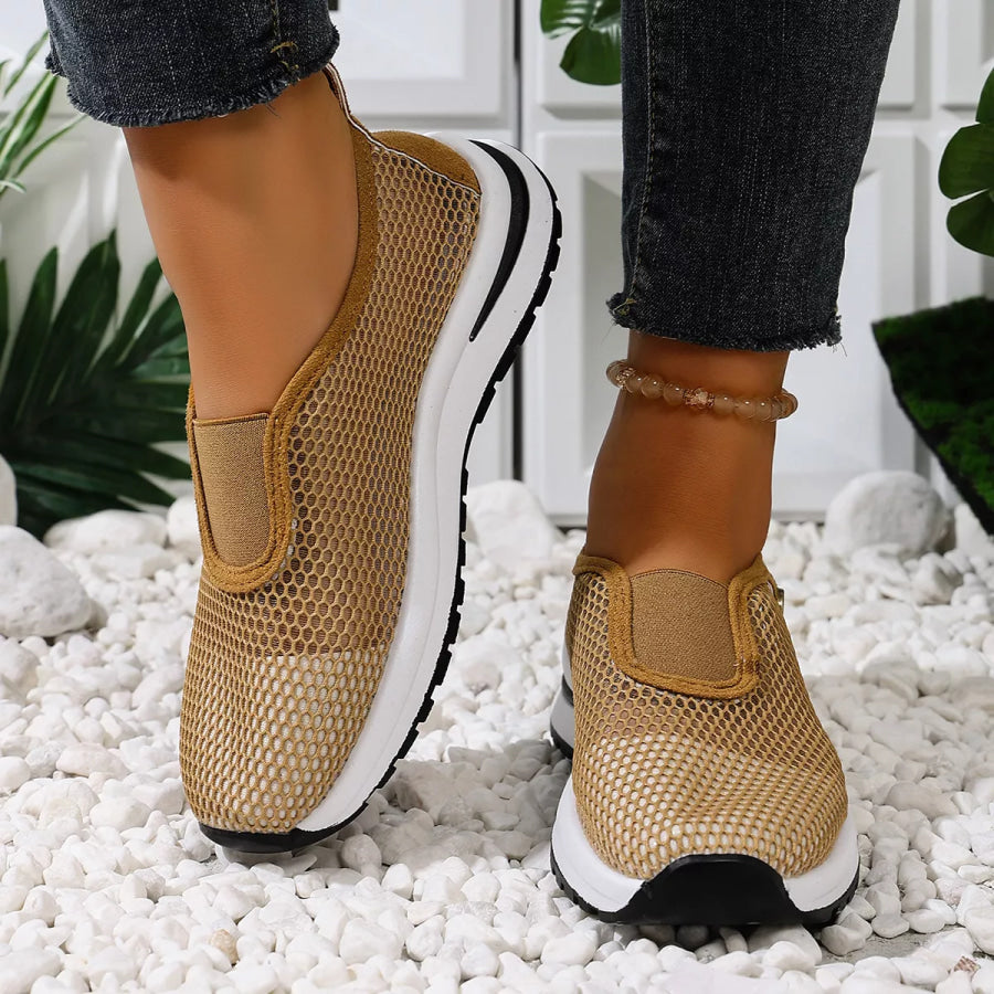 Breathable Mesh Slip-Ons Light Brown / 36 Apparel and Accessories