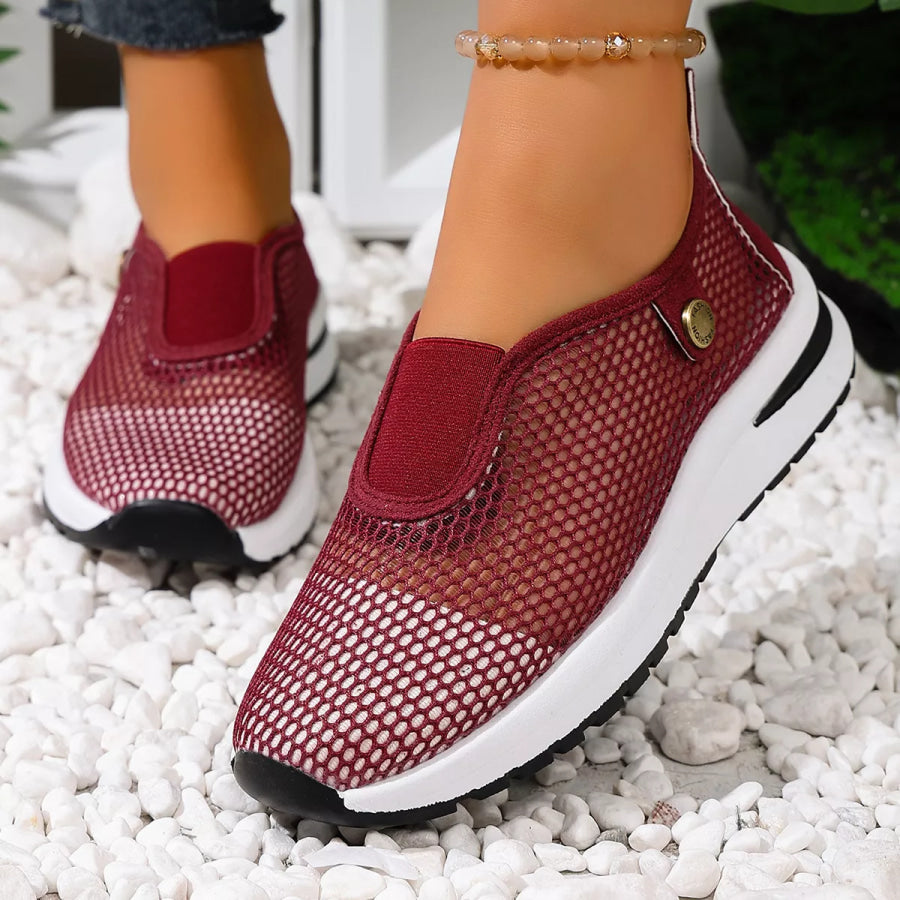 Breathable Mesh Slip-Ons Wine Red / 36 Apparel and Accessories