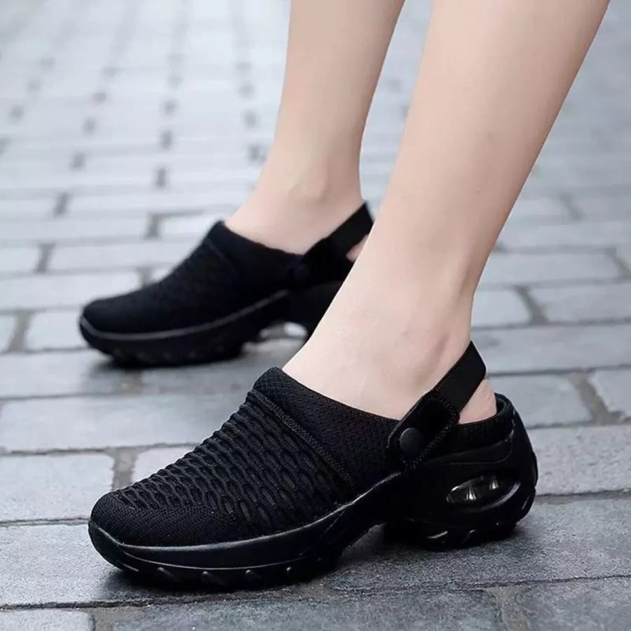 Breathable Mesh Wedge Sandals Black / 35 Apparel and Accessories