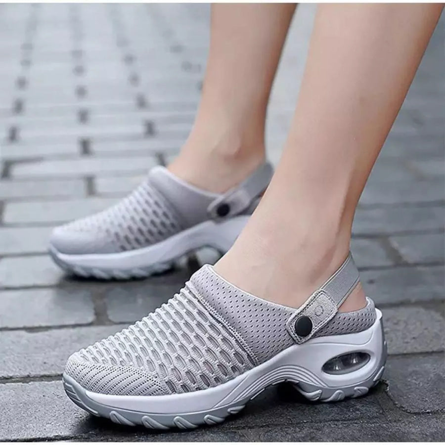 Breathable Mesh Wedge Sandals Grey / 35 Apparel and Accessories
