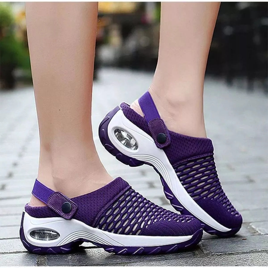 Breathable Mesh Wedge Sandals Purple / 35 Apparel and Accessories